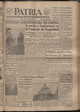 'Patria : diario de Falange Española Tradicionalista y de las J.O.N.S.' - Año XI Número 2864 - 1946 febrero 16