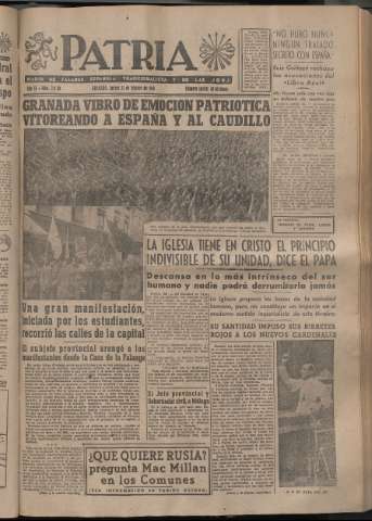 'Patria : diario de Falange Española Tradicionalista y de las J.O.N.S.' - Año XI Número 2868 - 1946 febrero 21