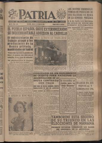'Patria : diario de Falange Española Tradicionalista y de las J.O.N.S.' - Año XI Número 2870 - 1946 febrero 23