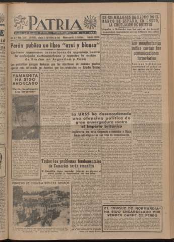 'Patria : diario de Falange Española Tradicionalista y de las J.O.N.S.' - Año XI Número 2ed_2870 - 1946 febrero 23