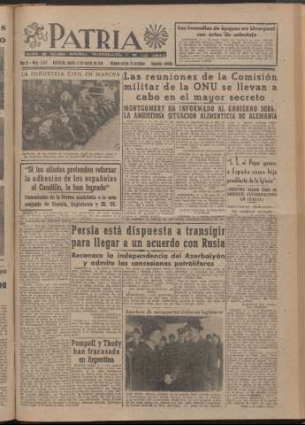 'Patria : diario de Falange Española Tradicionalista y de las J.O.N.S.' - Año XI Número 2ed_2878 - 1946 marzo 5