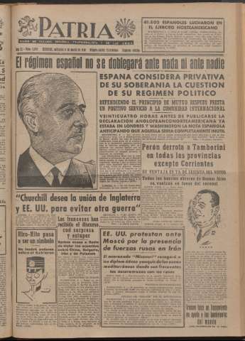 'Patria : diario de Falange Española Tradicionalista y de las J.O.N.S.' - Año XI Número 2ed_2879 - 1946 marzo 6