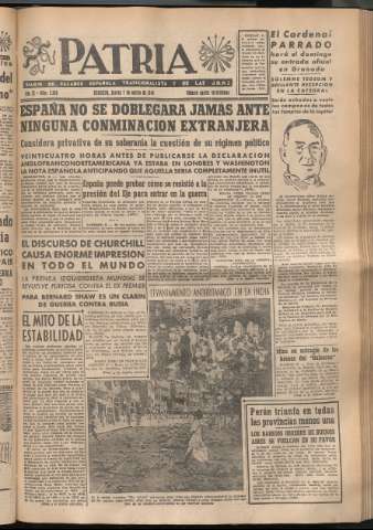 'Patria : diario de Falange Española Tradicionalista y de las J.O.N.S.' - Año XI Número 2880 - 1946 marzo 7