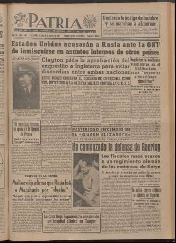 'Patria : diario de Falange Española Tradicionalista y de las J.O.N.S.' - Año XI Número 2ed_2881 - 1946 marzo 8
