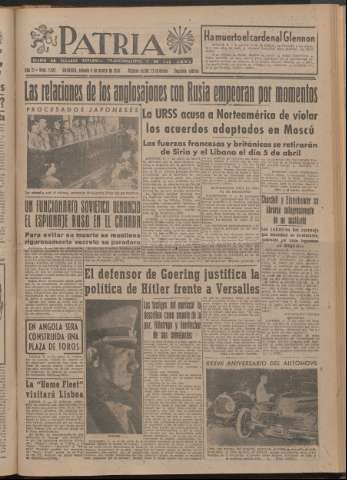 'Patria : diario de Falange Española Tradicionalista y de las J.O.N.S.' - Año XI Número 2ed_2882 - 1946 marzo 9
