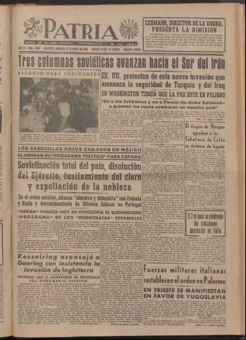'Patria : diario de Falange Española Tradicionalista y de las J.O.N.S.' - Año XI Número 2ed_2885 - 1946 marzo 13