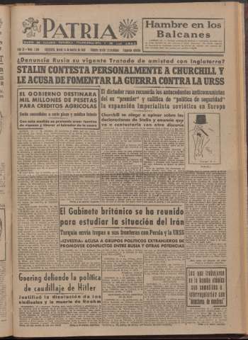 'Patria : diario de Falange Española Tradicionalista y de las J.O.N.S.' - Año XI Número 2ed_2886 - 1946 marzo 14
