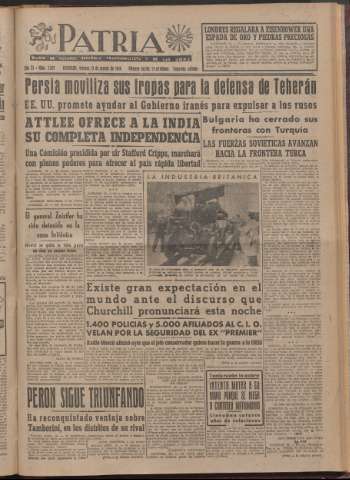 'Patria : diario de Falange Española Tradicionalista y de las J.O.N.S.' - Año XI Número 2ed_2887 - 1946 marzo 15