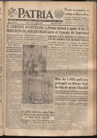 'Patria : diario de Falange Española Tradicionalista y de las J.O.N.S.' - Año XI Número 2888 - 1946 marzo 16