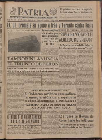 'Patria : diario de Falange Española Tradicionalista y de las J.O.N.S.' - Año XI Número 2ed_2888 - 1946 marzo 16