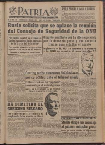 'Patria : diario de Falange Española Tradicionalista y de las J.O.N.S.' - Año XI Número 2ed_2902 - 1946 marzo 21