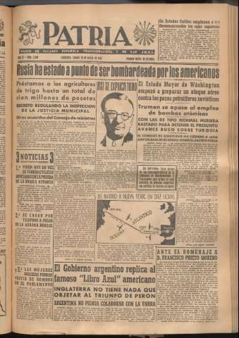 'Patria : diario de Falange Española Tradicionalista y de las J.O.N.S.' - Año XI Número 2910 - 1946 marzo 30
