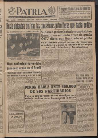 'Patria : diario de Falange Española Tradicionalista y de las J.O.N.S.' - Año XI Número 2ed_2915 - 1946 abril 5