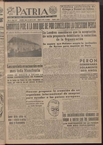 'Patria : diario de Falange Española Tradicionalista y de las J.O.N.S.' - Año XI Número 2ed_2917 - 1946 abril 8