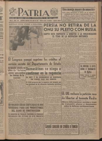 'Patria : diario de Falange Española Tradicionalista y de las J.O.N.S.' - Año XI Número 2ed_2919 - 1946 abril 10