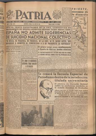 'Patria : diario de Falange Española Tradicionalista y de las J.O.N.S.' - Año XI Número 2921 - 1946 abril 12