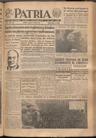 'Patria : diario de Falange Española Tradicionalista y de las J.O.N.S.' - Año XI Número 2928 - 1946 abril 21