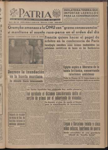 'Patria : diario de Falange Española Tradicionalista y de las J.O.N.S.' - Año XI Número 2ed_2930 - 1946 abril 24
