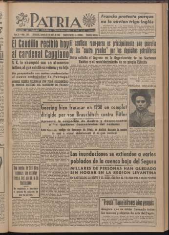 'Patria : diario de Falange Española Tradicionalista y de las J.O.N.S.' - Año XI Número 2ed_2931 - 1946 abril 25