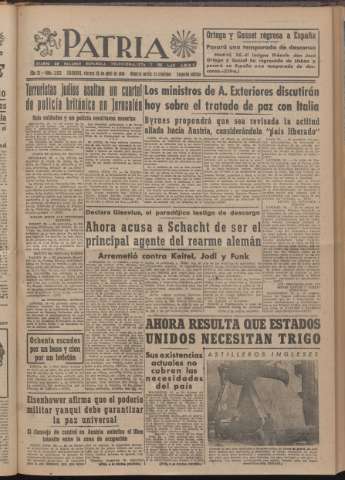 'Patria : diario de Falange Española Tradicionalista y de las J.O.N.S.' - Año XI Número 2ed_2932 - 1946 abril 26