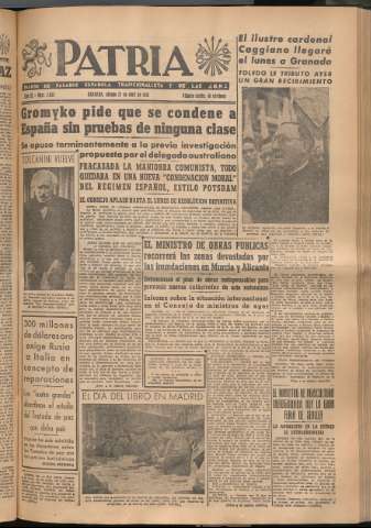 'Patria : diario de Falange Española Tradicionalista y de las J.O.N.S.' - Año XI Número 2933 - 1946 abril 27