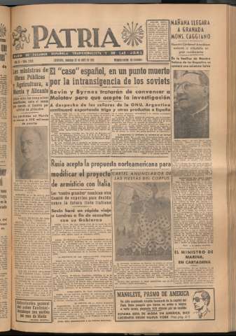 'Patria : diario de Falange Española Tradicionalista y de las J.O.N.S.' - Año XI Número 2934 - 1946 abril 28