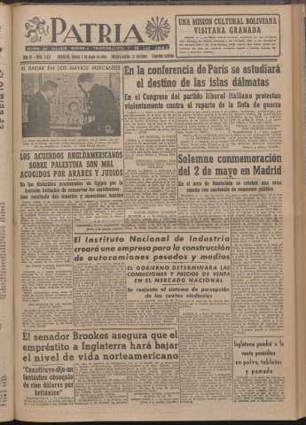 'Patria : diario de Falange Española Tradicionalista y de las J.O.N.S.' - Año XI Número 2ed_2937 - 1946 mayo 2