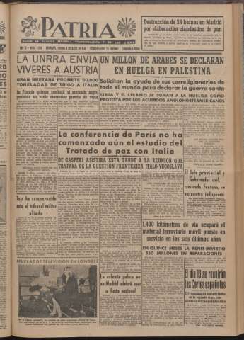 'Patria : diario de Falange Española Tradicionalista y de las J.O.N.S.' - Año XI Número 2ed_2938 - 1946 mayo 3