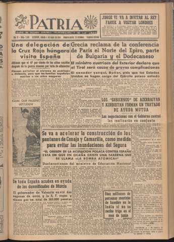 'Patria : diario de Falange Española Tradicionalista y de las J.O.N.S.' - Año XI Número 2ed_2939 - 1946 mayo 4