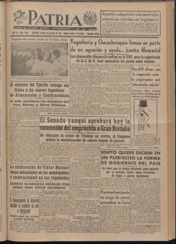 'Patria : diario de Falange Española Tradicionalista y de las J.O.N.S.' - Año XI Número 2ed_2944 - 1946 mayo 10