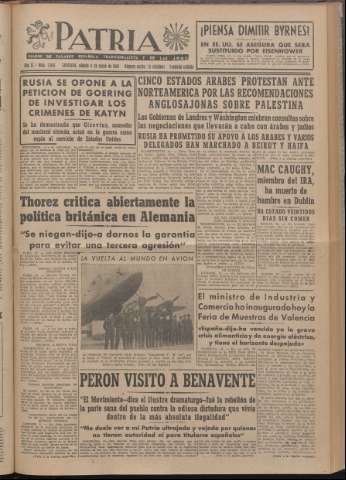 'Patria : diario de Falange Española Tradicionalista y de las J.O.N.S.' - Año XI Número 2ed_2945 - 1946 mayo 11