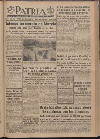 'Patria : diario de Falange Española Tradicionalista y de las J.O.N.S.' - Año XI Número 2ed_2947 - 1946 mayo 14