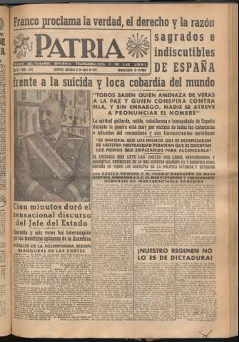 'Patria : diario de Falange Española Tradicionalista y de las J.O.N.S.' - Año XI Número 2948 - 1946 mayo 15