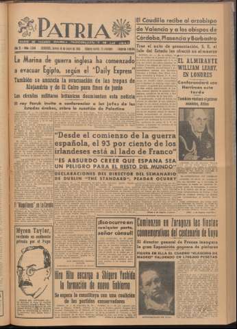 'Patria : diario de Falange Española Tradicionalista y de las J.O.N.S.' - Año XI Número 2ed_2949 - 1946 mayo 16