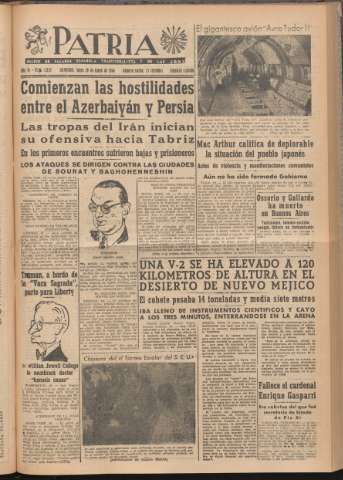 'Patria : diario de Falange Española Tradicionalista y de las J.O.N.S.' - Año XI Número 2ed_2952 - 1946 mayo 20