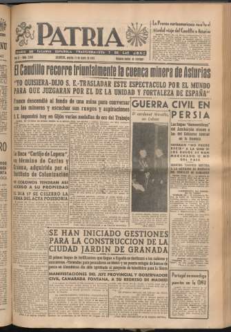 'Patria : diario de Falange Española Tradicionalista y de las J.O.N.S.' - Año XI Número 2953 - 1946 mayo 21