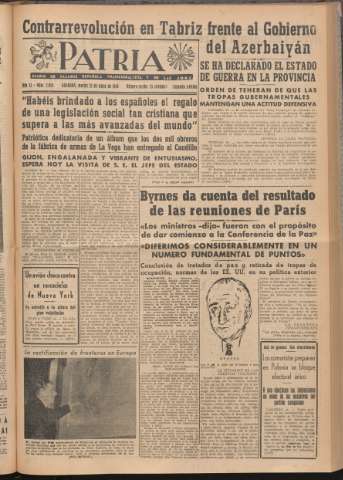 'Patria : diario de Falange Española Tradicionalista y de las J.O.N.S.' - Año XI Número 2ed_2953 - 1946 mayo 21