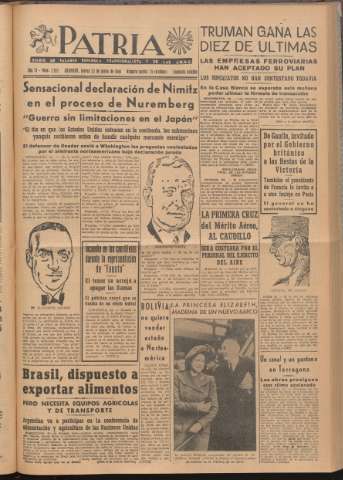 'Patria : diario de Falange Española Tradicionalista y de las J.O.N.S.' - Año XI Número 2ed_2955 - 1946 mayo 23