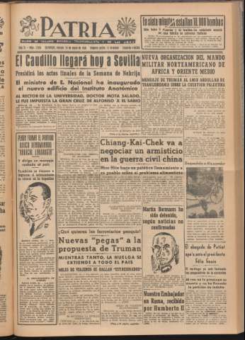 'Patria : diario de Falange Española Tradicionalista y de las J.O.N.S.' - Año XI Número 2ed_2956 - 1946 mayo 24