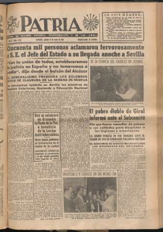 'Patria : diario de Falange Española Tradicionalista y de las J.O.N.S.' - Año XI Número 2957 - 1946 mayo 25