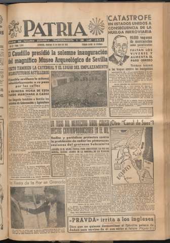 'Patria : diario de Falange Española Tradicionalista y de las J.O.N.S.' - Año XI Número 2958 - 1946 mayo 26