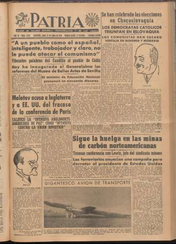 'Patria : diario de Falange Española Tradicionalista y de las J.O.N.S.' - Año XI Número 2ed_2958 - 1946 mayo 27