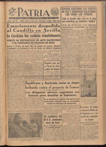 'Patria : diario de Falange Española Tradicionalista y de las J.O.N.S.' - Año XI Número 2ed_2959 - 1946 mayo 28