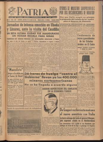 'Patria : diario de Falange Española Tradicionalista y de las J.O.N.S.' - Año XI Número 2ed_2960 - 1946 mayo 29