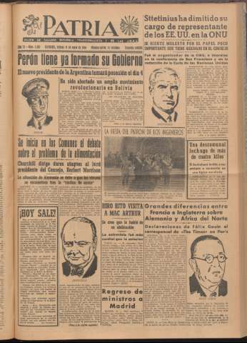 'Patria : diario de Falange Española Tradicionalista y de las J.O.N.S.' - Año XI Número 2ed_2962 - 1946 mayo 31