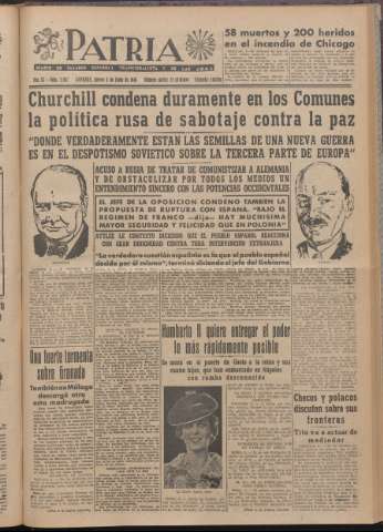 'Patria : diario de Falange Española Tradicionalista y de las J.O.N.S.' - Año XI Número 2ed_2967 - 1946 junio 6