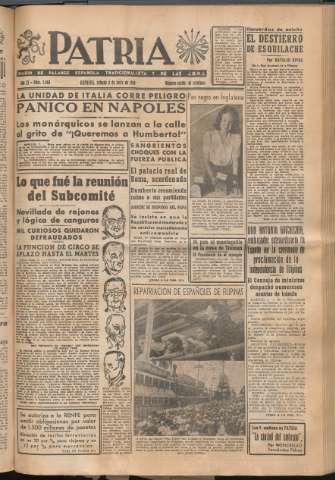 'Patria : diario de Falange Española Tradicionalista y de las J.O.N.S.' - Año XI Número 2969 - 1946 junio 8