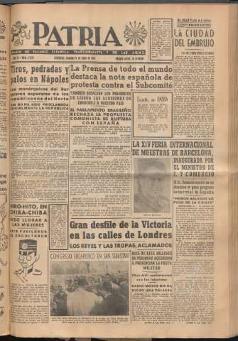 'Patria : diario de Falange Española Tradicionalista y de las J.O.N.S.' - Año XI Número 2970 - 1946 junio 9