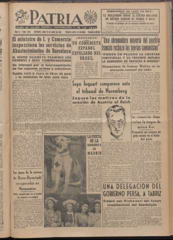 'Patria : diario de Falange Española Tradicionalista y de las J.O.N.S.' - Año XI Número 2ed_2971 - 1946 junio 10