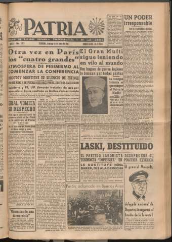 'Patria : diario de Falange Española Tradicionalista y de las J.O.N.S.' - Año XI Número 2977 - 1946 junio 16